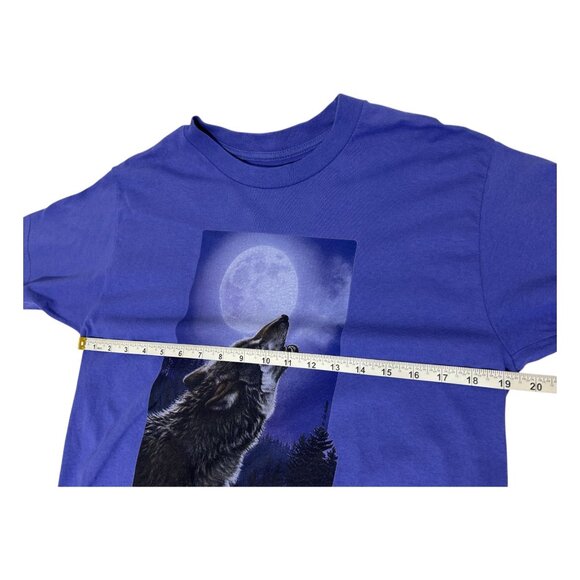 Foot Locker Unisex Large Night Music Purple T-Shirt Howling Wolf Moon Vintage - Picture 12 of 13